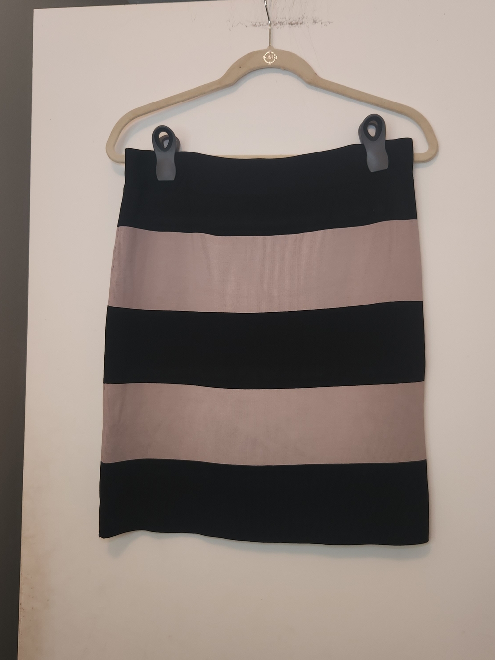 INC International Concepts Black and Taupe Wide-Stripe Pencil Skirt L